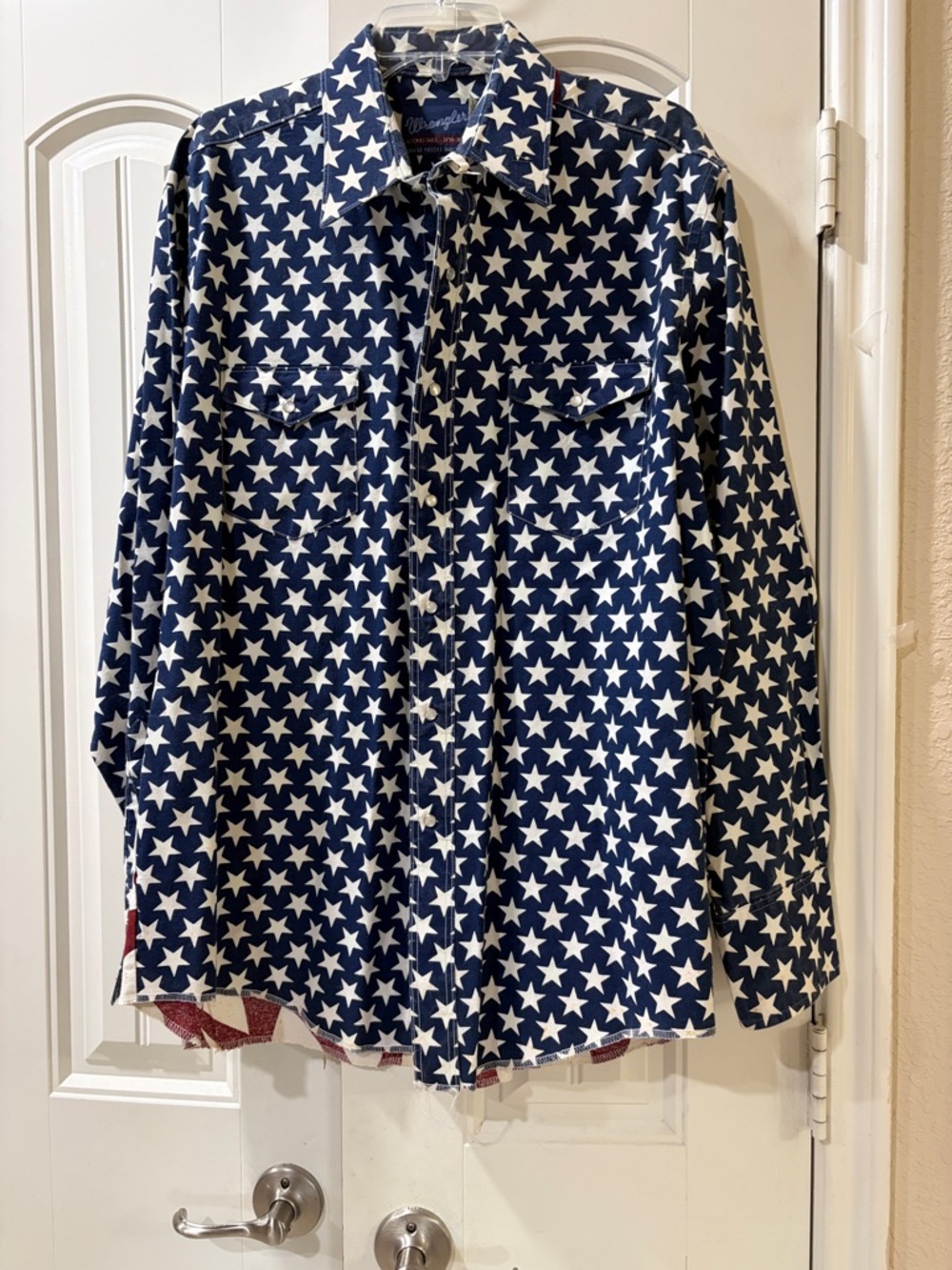 Men's wrangler Navy Star-Print Button-Up Shirt